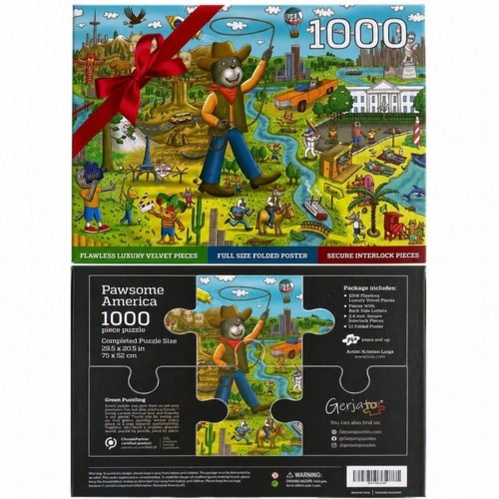 Gerjato Pawsome America Kristjan Luiga 1000 Pieces Puzzle NEW